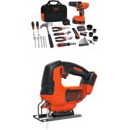 BLACK+DECKER LDX120PK 20-Volt MAX Lithium-Ion Drill and Project Kit w/ BDCJS20B Lithium Jigsaw Bare Tool, 20V