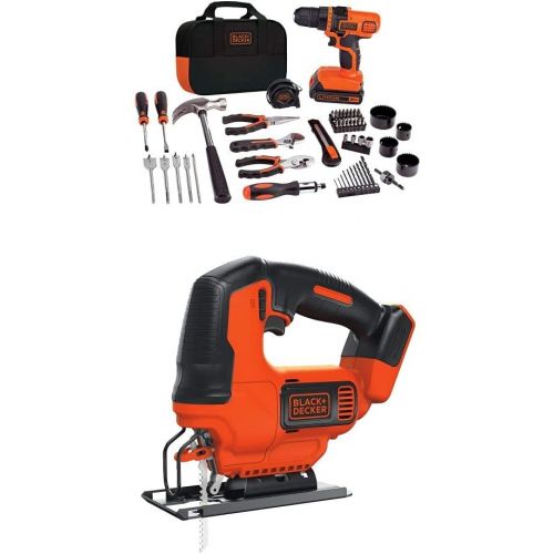  BLACK+DECKER LDX120PK 20-Volt MAX Lithium-Ion Drill and Project Kit w/ BDCJS20B Lithium Jigsaw Bare Tool, 20V