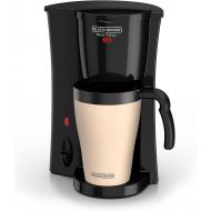 BLACK+DECKER Brew n Go Personal Coffeemaker with Travel Mug, Black/Beige, DCM18