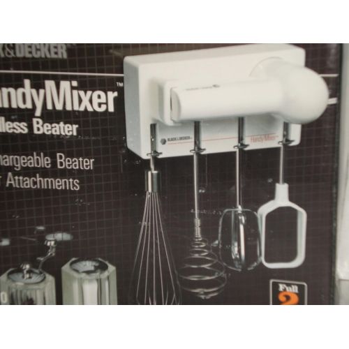  Black & Decker Handy Cordless Beater Mixer Set, Counter or Wall Mount, 4 Attachments