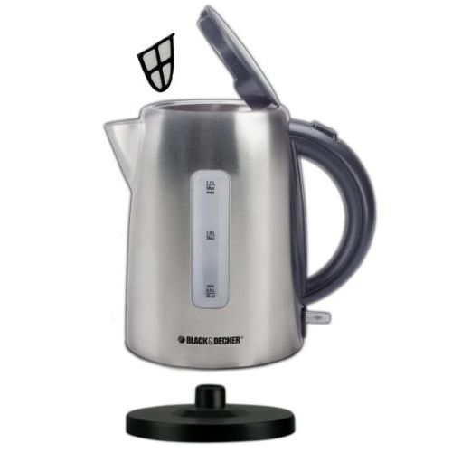  Black & Decker BLACK+DECKER 1.7L Cordless Kettle, Silver, KE2000SD