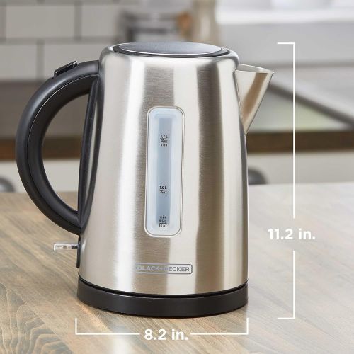  Black & Decker BLACK+DECKER 1.7L Cordless Kettle, Silver, KE2000SD