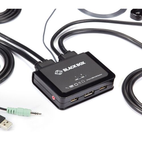  Black Box 2-Port UHD 4K60 Desktop DisplayPort Cable KVM Switch