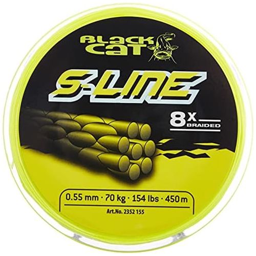  [아마존베스트]Black Cat Unisex  Adult Yellow, Diameter 0.55 mm S-Line 450 m 70 kg, 154 lbs, 0.55 mm.