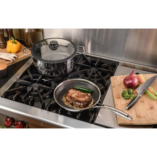  [아마존베스트]Black Cube Hybrid Stainless Steel Frying Pan with Nonstick Coating, Oven-Safe Cookware, 8 Inches