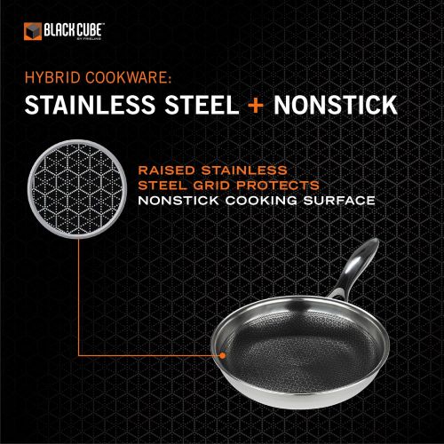  [아마존베스트]Black Cube Hybrid Stainless Steel Frying Pan with Nonstick Coating, Oven-Safe Cookware, 8 Inches