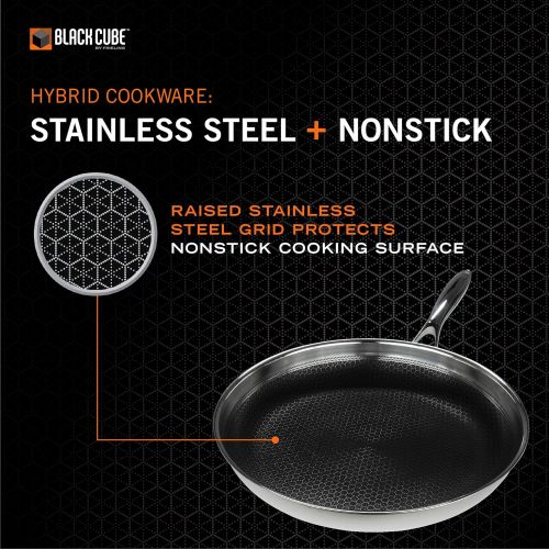  Frieling BC132 Black Cube Hybrid Nonstick Cookware Fry Pan, 12.5, Stainless