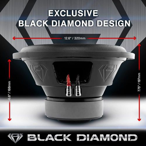  Black Diamond DIA-R12D4 12 Inch Car Audio Subwoofer 1200 Watts Dual Voice Coil 4+4 Ohms (1 Speaker)