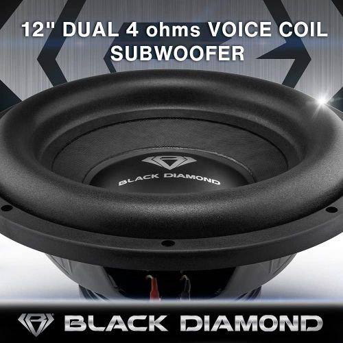  Black Diamond DIA-R12D4 12 Inch Car Audio Subwoofer 1200 Watts Dual Voice Coil 4+4 Ohms (1 Speaker)