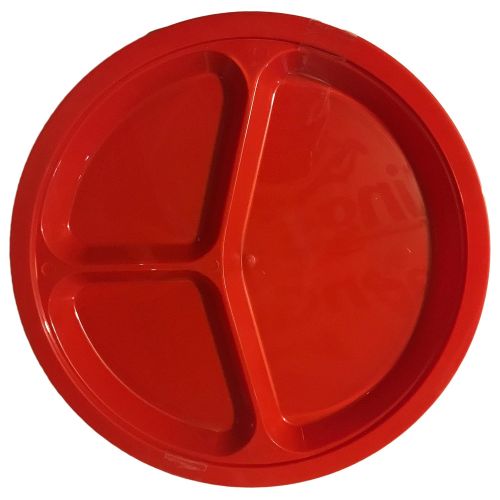  Black Duck Brand Plastic 3 Compartment Divided Reusable/Disposable Plates - Large - 10.25 - White, Red, or Blue (Set of 12 Red, White, Blue)