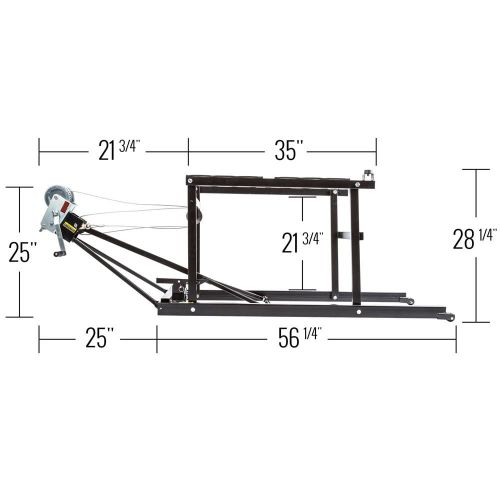  Rage Powersports Black Ice Snowmobile Jack Body Lift with Dolly Wheels and Hand-Crank Winch