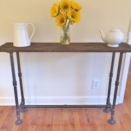  Black Iron Industrial Vintage Style Steel Pipe Hallway Entry Console Table