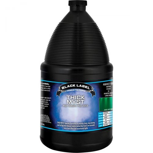  Black Label},description:Black Labels Thick Myst is specially formulated to provide a thick, long-lasting wall of fog that reduces visibility behind the myst and spreads into a haz