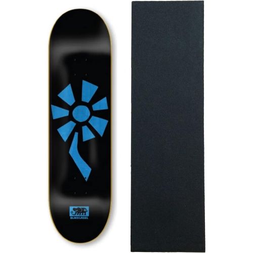  Black Label Skateboards Deck Flower Power BlackBlue 8.5 inches x 32.38 inches with Grip