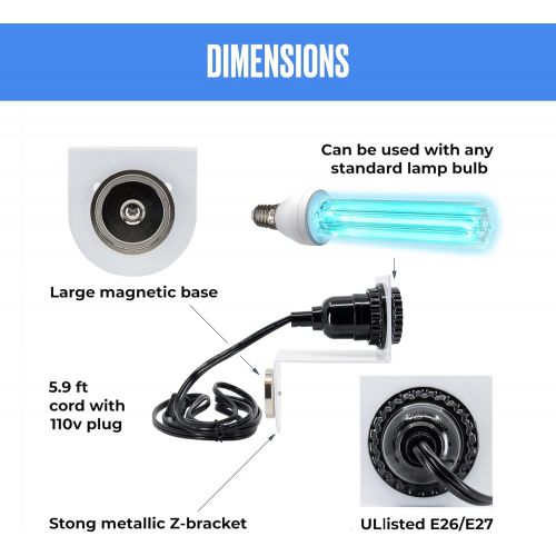  Black Magic 3D Ultraviolet Ozone Free Germicidal Light Bulb with a Magnetic Mount 254 nm UV UVC 25 W 110 V Quartz E26/E27