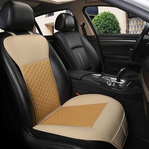  [아마존핫딜][아마존 핫딜] Black Panther Car Seat Cover,Breathable Universal PU Front Car Seat Protector,Non-Wrapped Bottom with Backrest(1PC-Mixed Beige)