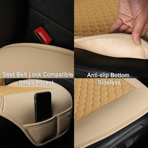  [아마존핫딜][아마존 핫딜] Black Panther Car Seat Cover,Breathable Universal PU Front Car Seat Protector,Non-Wrapped Bottom with Backrest(1PC-Mixed Beige)