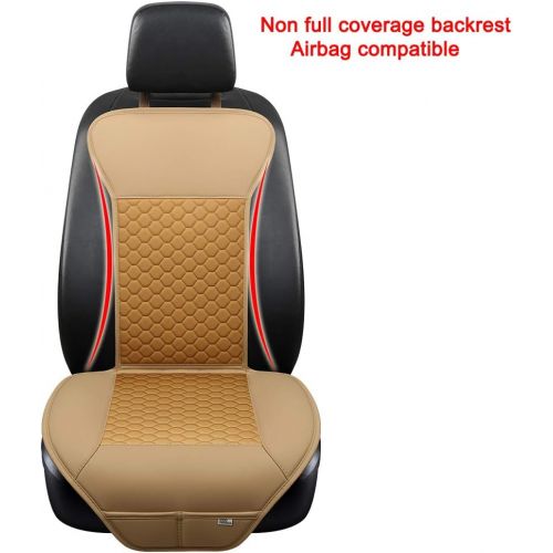  [아마존핫딜][아마존 핫딜] Black Panther Car Seat Cover,Breathable Universal PU Front Car Seat Protector,Non-Wrapped Bottom with Backrest(1PC-Mixed Beige)