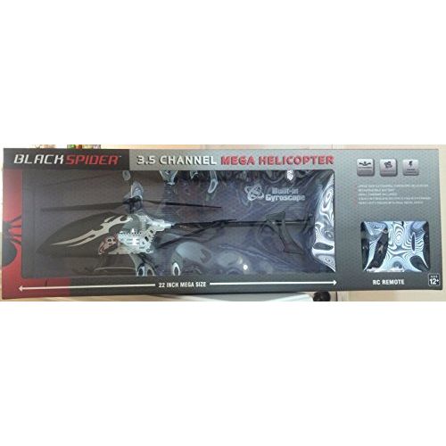  Black Spider Wireless Helicopter. Black Spider 3.5 Channel Mega Helicopter, 22 Inches Mega Size. RC Remote Controller.