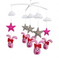 Black Temptation Colorful Decor Crib Mobile, [Rabbits with Bowknot] Handmade Baby Toy