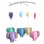 Black Temptation Unisex Baby Crib Rotatable Musical Mobile [Happy Elephants]