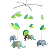 Black Temptation Cute Elephants Nursery Mobile, Exquisite Bedtime Music Crib, Colorful Decor