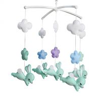 Black Temptation Handmade Nursery Decor Gift, Crib Mobile, [Jumping Rabbit+Flowers]