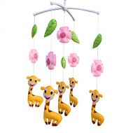 Black Temptation [Pink Flowers and Happy Giraffe] Pretty Decor Handmade Toy, Musical Mobile