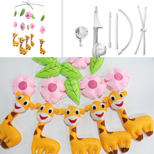  Black Temptation [Pink Flowers and Happy Giraffe] Pretty Decor Handmade Toy, Musical Mobile