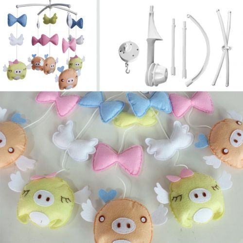  Black Temptation Crib Mobile with Cute Pigs, Baby Newborn Crib Mobile Toy, Colorful Decor