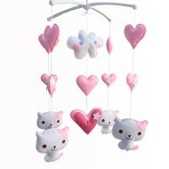 Black Temptation Baby Gift Mobile, Pretty Decor [Cute Cats, Pink] Infant Musical Mobile