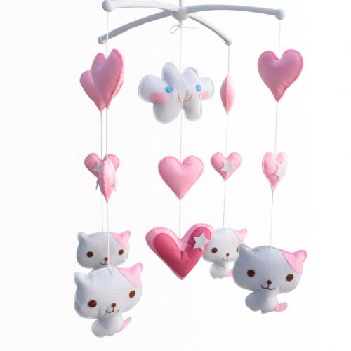  Black Temptation Baby Gift Mobile, Pretty Decor [Cute Cats, Pink] Infant Musical Mobile