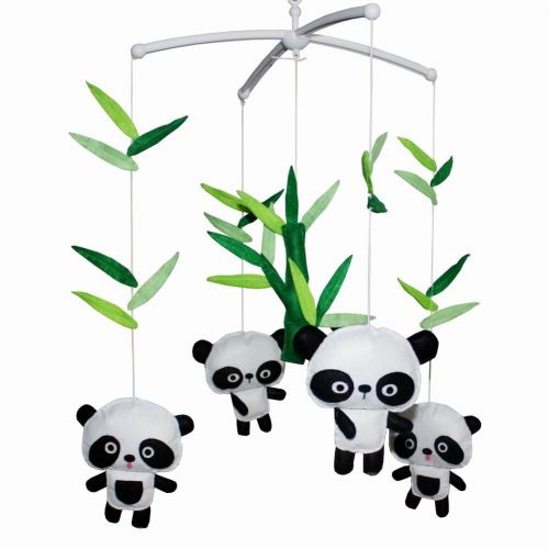  Black Temptation [ Cute Pandas ] Lovely Infant Music Mobile Handmade Baby Crib Mobile