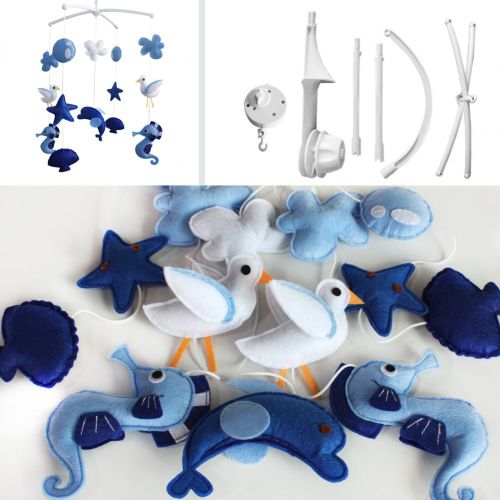  Black Temptation Infant Musical Mobile, Creative Gift, Handmade Toys [Seabed Adventure] Blue
