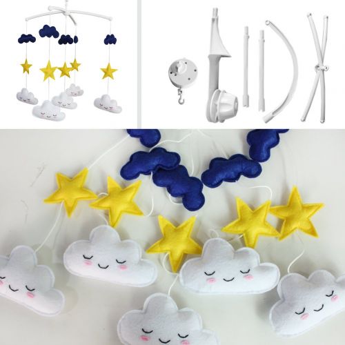  Black Temptation Crib Mobile, Handmade Colorful Toy, Cute and Creative Gift [Stars and Clouds]