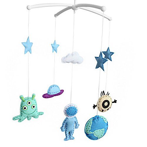  Black Temptation [Outer Space] Unisex Baby Crib Bell, Cute Musical Mobile, Colorful