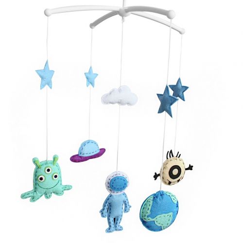  Black Temptation [Outer Space] Unisex Baby Crib Bell, Cute Musical Mobile, Colorful