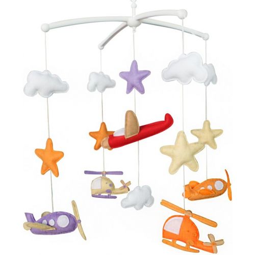  Black Temptation Baby Crib Mobile, Modern Nursery mobile, Cloud Cot Mobile Colorful Aircrafts