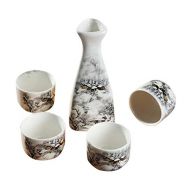 Black Temptation Set von 5 Haushaltsgebrauch Sake Tassen Retro Keramik Wein-Sets Wein Krug-Schnee