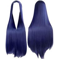 Black Temptation Center Parting Long Straight Cosplay Wig for Halloween Anime Fans [Deep Blue]