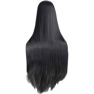 Black Temptation Center Parting Long Straight Cosplay Wig for Halloween Anime Fans [Black]