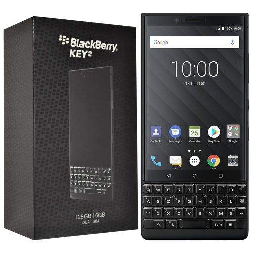 블랙베리 BlackBerry KEY2 128GB (Dual-SIM, BBF100-6, QWERTY Keypad) Factory Unlocked SIM-Free 4G Smartphone (Black Edition) - International Version