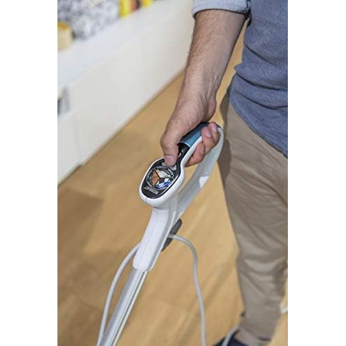  Black+Decker Dampfreiniger Steam Mop Deluxe FSM1630  Stehender Dampf Mop fuer versiegelte Hartboeden  Bodenreinigung mit waschbarem Microfaser-Pad  180° drehbarer, herausnehmbarer