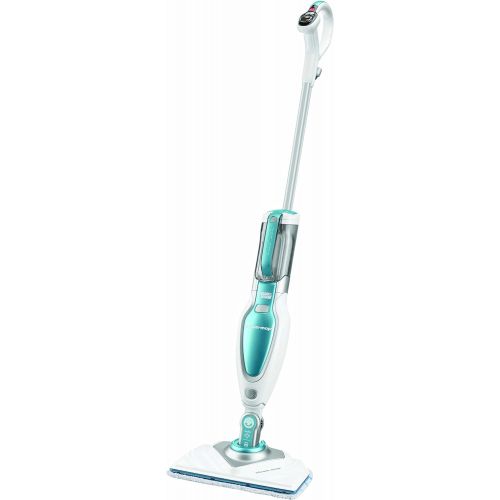  Black+Decker Dampfreiniger Steam Mop Deluxe FSM1630  Stehender Dampf Mop fuer versiegelte Hartboeden  Bodenreinigung mit waschbarem Microfaser-Pad  180° drehbarer, herausnehmbarer