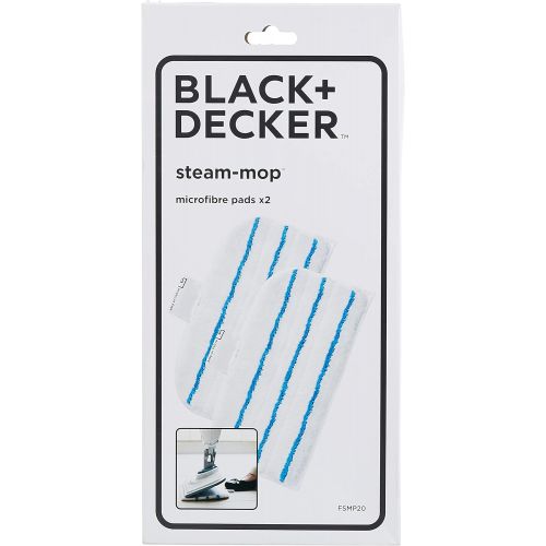  Black+Decker Microfaser-Pad (fuer alle Dampfbesen, waschmaschinenfest, einfach mit dem Fuss loesbar, 2 Stueck) FSMP20