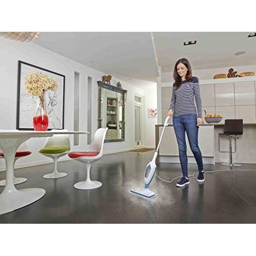  Black+Decker FSM13E1 Dampfbesen Steam Mop, Basic (Dampfreiniger fuer hygienische, gruendliche Sauberkeit, abnehmbarer Stiel, einfache Bedienbarkeit, inkl. 1 Mikrofaser-Pad), 1300 W