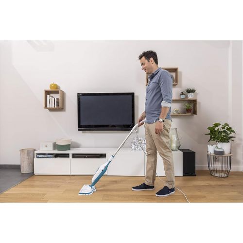  Black+Decker FSM13E1 Dampfbesen Steam Mop, Basic (Dampfreiniger fuer hygienische, gruendliche Sauberkeit, abnehmbarer Stiel, einfache Bedienbarkeit, inkl. 1 Mikrofaser-Pad), 1300 W