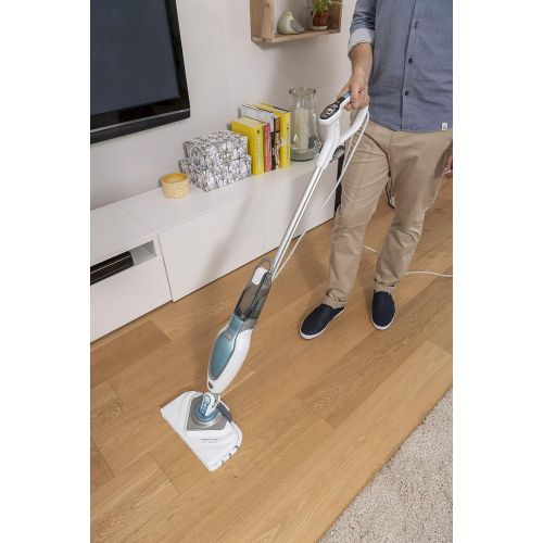  [아마존베스트]Black+Decker Black and Decker Steam Mop Deluxe with AutoSelect Technology Detachable Water Tank with Water Filter System FSM1630, blue