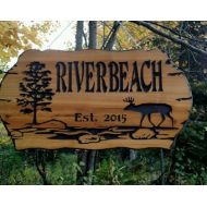 BlackRiverWoodshop River Lake Lodge Home Cabin sign 22X12 Cedar Carved Wood Sign You can choose your Personalized