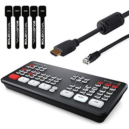 블랙매직디자인 Blackmagic Design ATEM Mini Pro ISO HDMI Live Stream Switcher Starter Bundle with 6’ HDMI Cable, 7’ Cat5e Cable, and 5-Pack of Solid Signal Cable Ties (SWATEMMINIBPRISO)